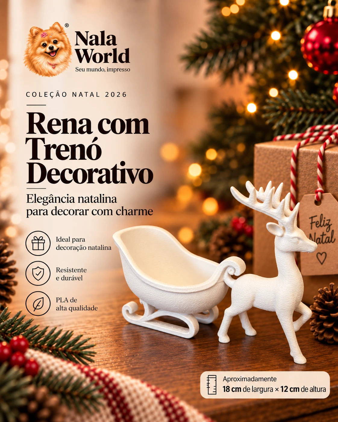 Rena com Trenó Decorativo — foto 1