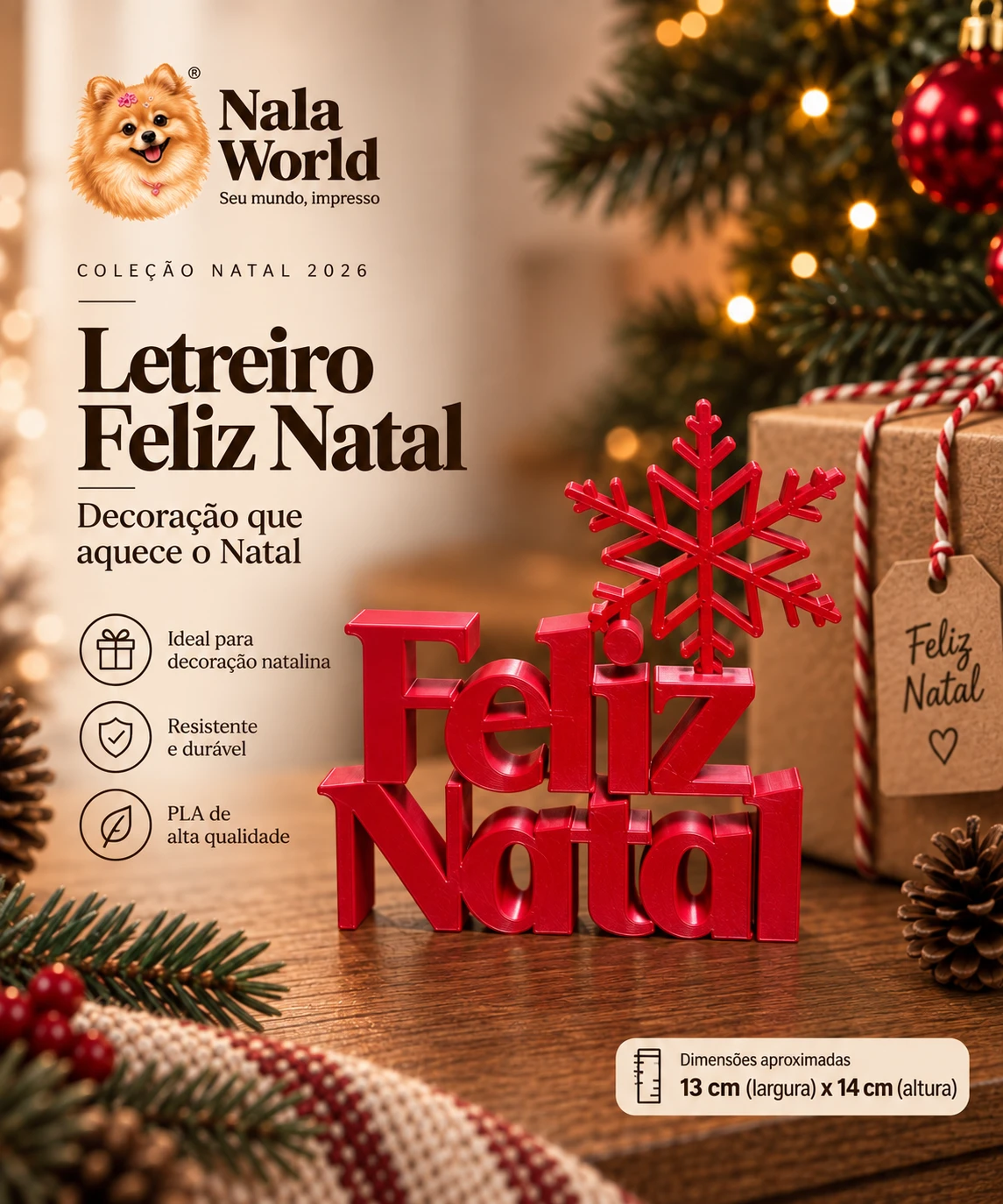 Letreiro Feliz Natal com Floco de Neve — foto 1